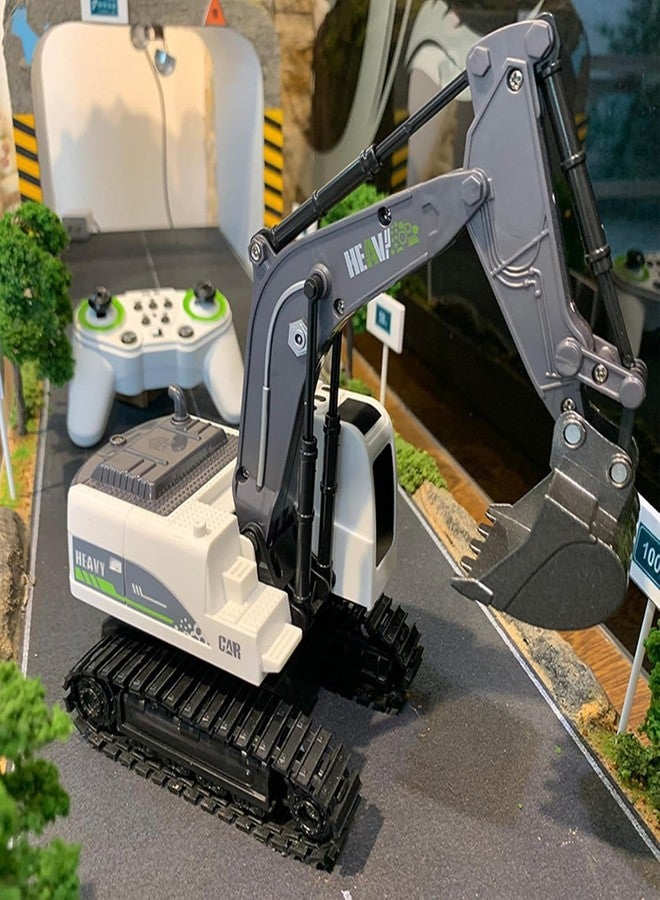 RABJET Remote Control Excavator Toy, 11 Channel Rc Excavator Truck Toys Metal Shovel, 1/24 Remote Control Construction Vehicleswith Light Sound, Digger Truck Gift for Kids - Image 3